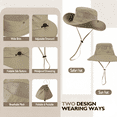 thumbnail image 3 of Zando 2 Pieces Fishing Hat for Men Wide Brim Womens Sun Hats Packable Bucket Hat for Summer Climbing Outdoor Activies Gray & Beige, 3 of 6