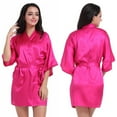thumbnail image 3 of Dengjunhu Women Satin Robes Sexy Silky Bathrobe Lace V-Neck Bridesmaid Bride Party Robe Soft Sleepwear, 3 of 5