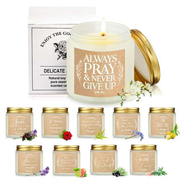 Velas de oración Lewtemi con aroma cristiano, 10 tarros, 99 ml