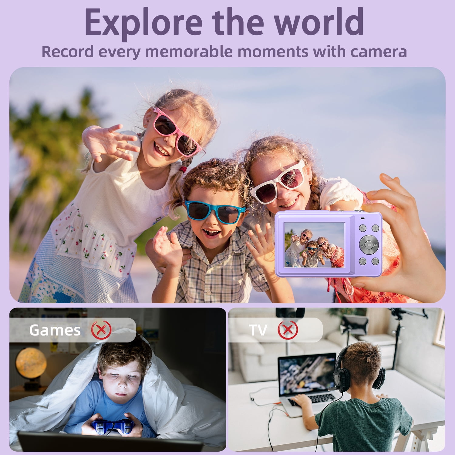 Digital Camera, FHD 1080P, Digital Point and Shoot, 44MP for Vlogging with Anti Shake 16X Zoom, Compact, Small for Children Teens Students Seniors