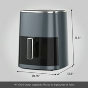 EDX Air Fryer,6 Qt Compact & Large with 400F for Crispy, Electric Multifunctional Cooker with Digital LED, Grey