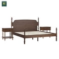 thumbnail image 3 of Walker Edison Vivienne Easy Assembly 3-Piece Solid Wood Bedroom Set with King Bed Frame and Two 1-Drawer Nightstands - Dark Brown, 3 of 10