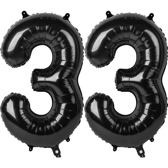 Globo Kelfuoya, 40 cm, negro, número 33, lámina de mylar, helio