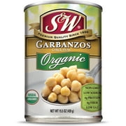 (12 Pack) S&W - Organic Canned Garbanzo Beans, Chickpeas, 15.5 Ounce Can, New