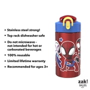 Zak Designs 15.5 oz Kids Water Bottle Stainless Steel with Push-Button Spout and Locking Cover, Marvel Spider-Man