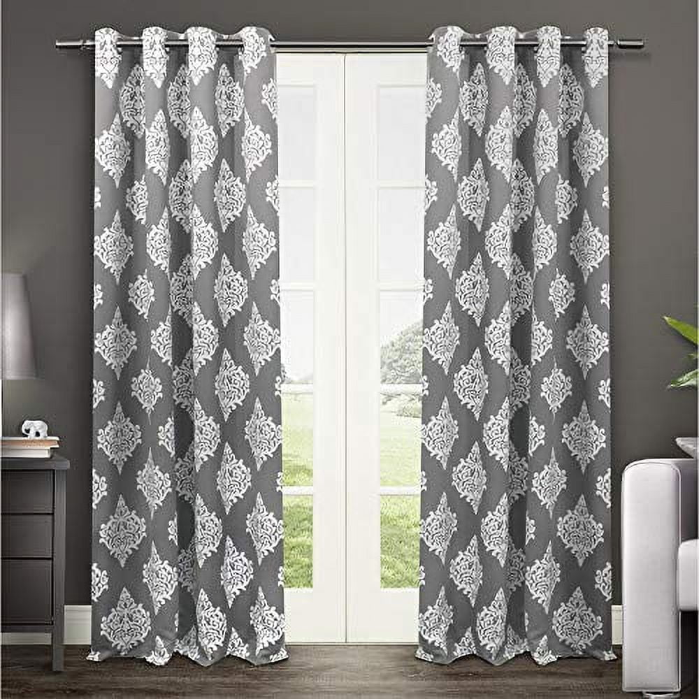 Exclusive Home Medallion Room Darkening Blackout Grommet Top Curtain Panel Pair, 52"x96", Black Pearl