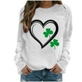 thumbnail image 2 of Cadancy Funny St Patricks Day Shirt Women Heart Irish Shamrock Print Long Sleeve Oversized Sweatshirts Crewneck Pullover Casual Holiday Tops, 2 of 8