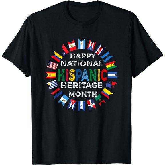 Happy National Hispanic Heritage Month Distressed Flags T-Shirt