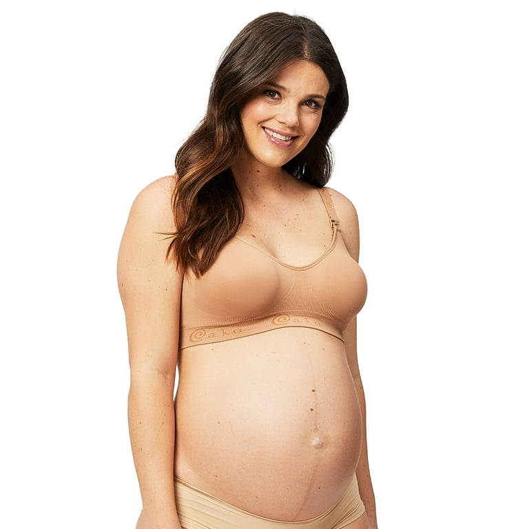 Cake Maternity Women's Maternity and Nursing Rock Candy Luxury Seamless Contour  Bra (with removable pads), Mocha, Large 