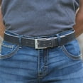 thumbnail image 2 of Square Wide Pin Distressed Leather Belt (Gray) by Nickel Smart® - Nickel Free Belt Buckle with Dark Gray Distressed Leather Strap.  1⅜ inches or 35 mm wide, Hypoallergenic Buckle, USA Made, 2 of 8