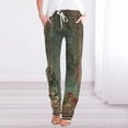 thumbnail image 1 of WILLBEST Pantalones Casuales elegantes para Mujer: Pantalones Ligeros de Lino con Cintura Alta y Estampado Bohemio con Bolsillos para Playa y Uso Diario. XXXL, 1 of 3