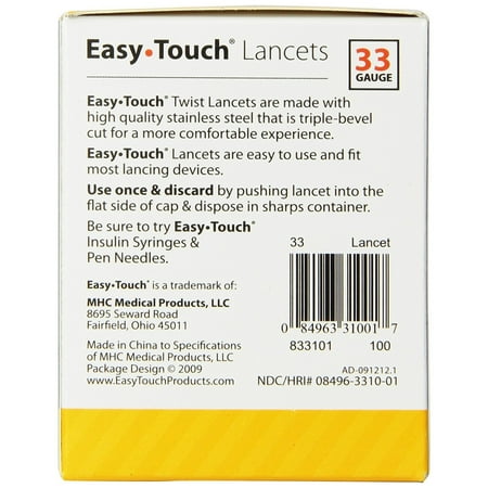 easy touch lancets 33g/twist