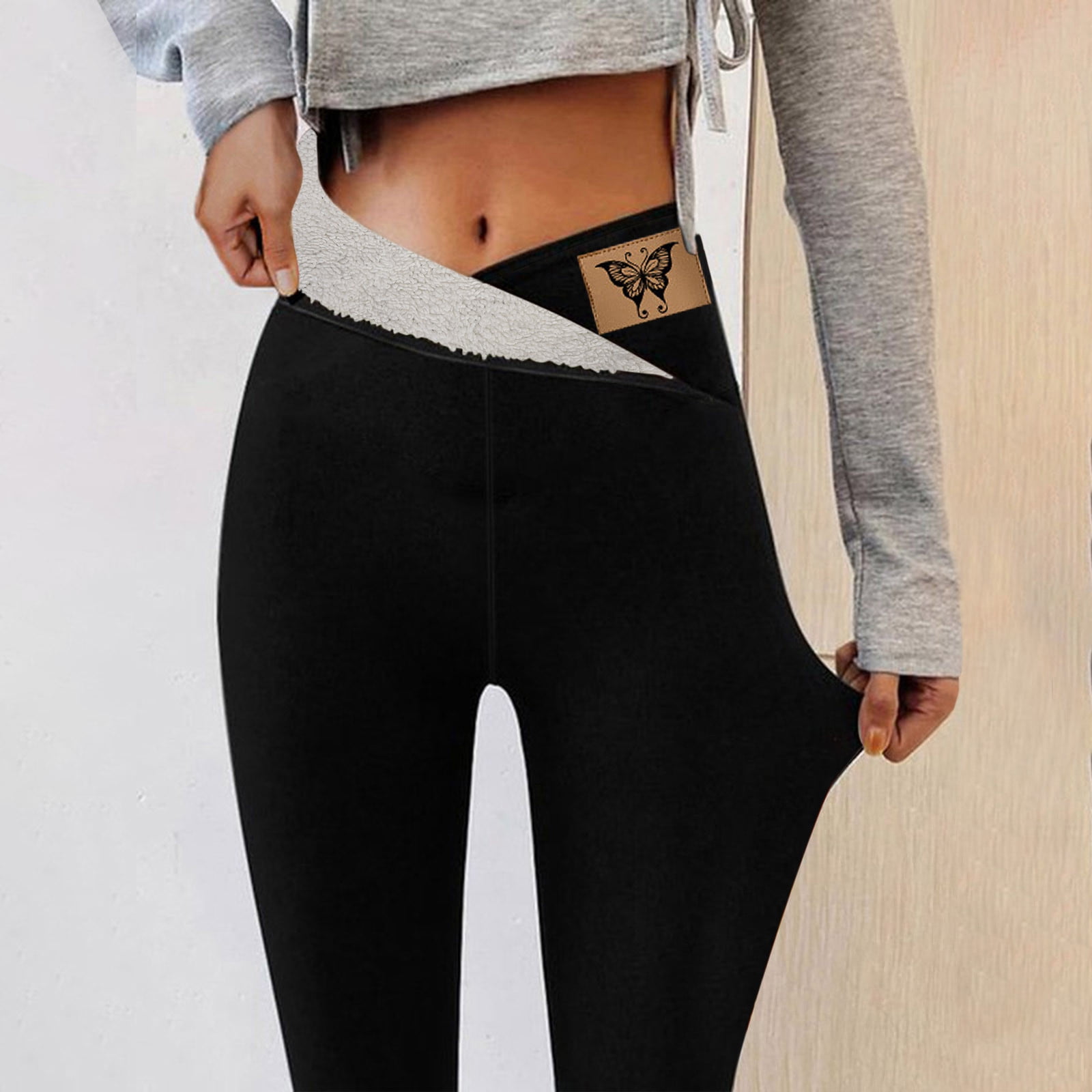 ZQGJB Super Thick Cashmere Leggings for Women - Cute Butterfly