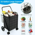 thumbnail image 4 of YEXJ Folding Shopping Cart for Groceries, Upgraded Jumbo Grocery Cart with Waterproof Liner, 32 Gallon Capacity, 360° Rolling Swivel Wheels and Double Basket, Heavy Duty Foldable Utility Cart, 4 of 10