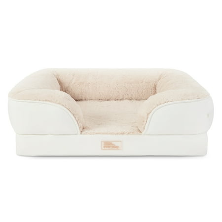 TOWN & COUNTRY EVERYDAY CuddleTown Comfy Solid Bolster Sofa Pet Bed, Supportive & Calming Egg Crate Foam, Water Repellent, Non-Slip Bottom, Machine Washable Cover, Blue, Large 35"x25"x8"