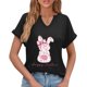 thumbnail image 5 of Corto para las Mujeres Casual Verano 2025 Pascua Impresión V-Cuello Camiseta, Ligero 95% Poliéster 5% Spandex Top para Toda la Temporada Hogar Y Diario, 5 of 7