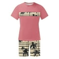 thumbnail image 4 of VBTAPA Mens Casual 2 Piece Outfits Tropical Printed Crew Neck Short Sleeve T Shirts and Shorts Tracksuit Set Summer Jogging Workout Sets Limited Time Sales Pink XXXXL, 4 of 6