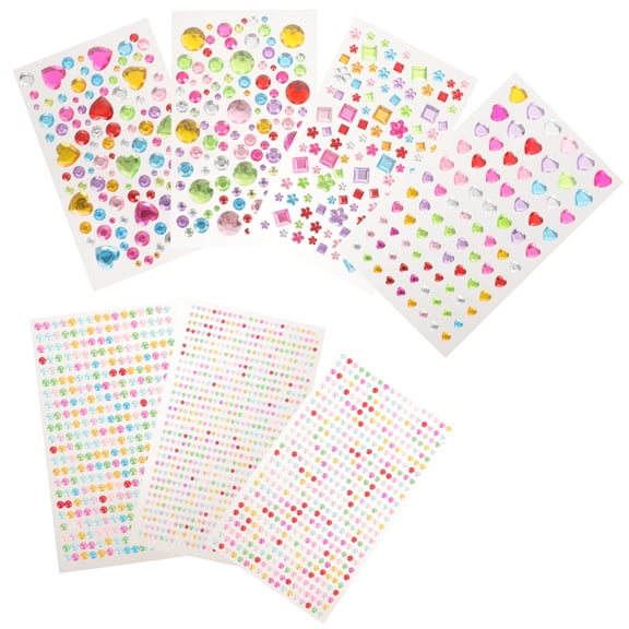 7-Pack Self-Adhesive Acrylic Jewel Stickers for Crafts, Scrapbooking, Decoration, and Art Projects