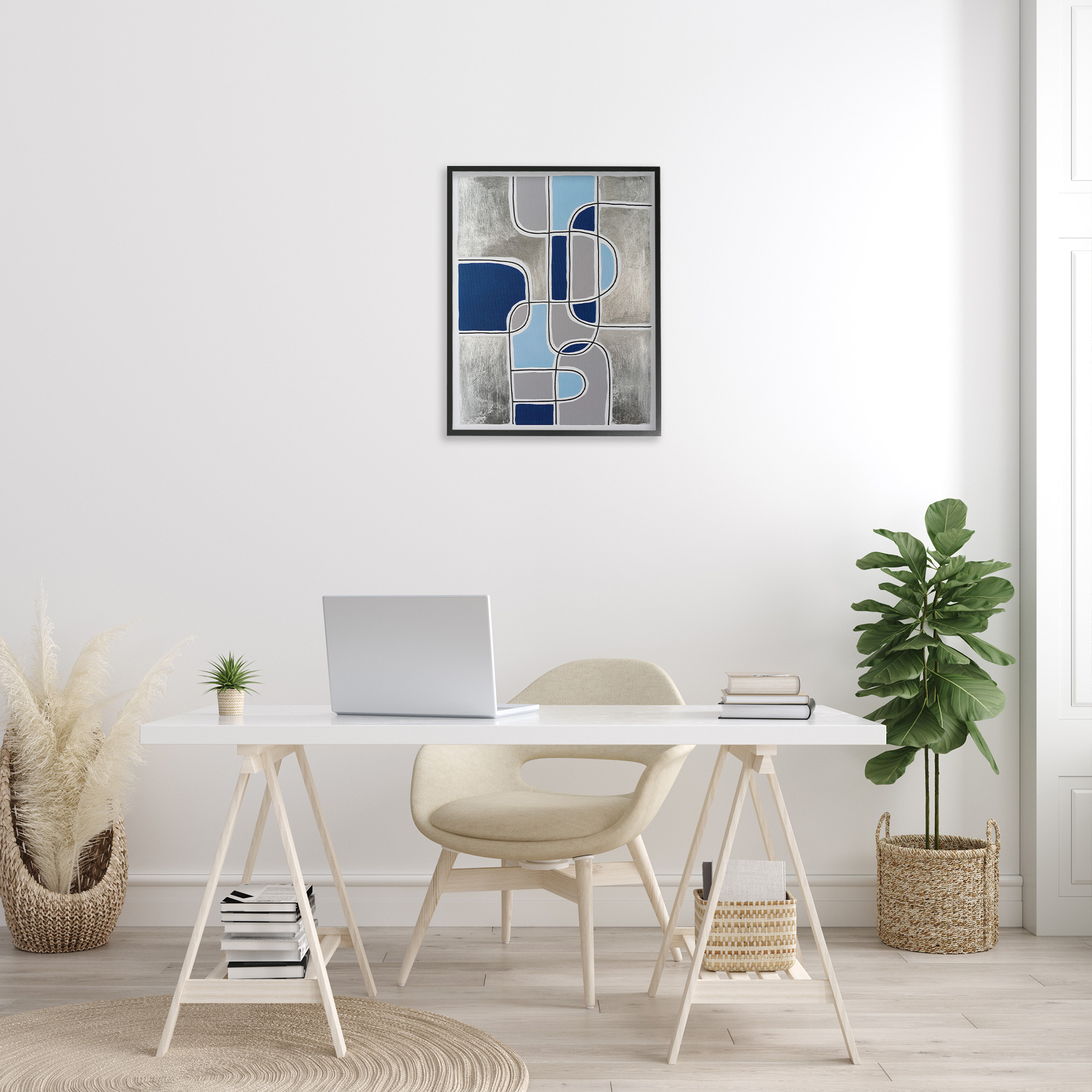 Stupell Industries Alternating Centric Shapes Abstract Painting Black Framed Art Print Wall Art, 24 x 30