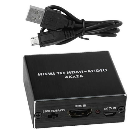 4K x 2K HDMI Audio Extractor Splitter,HDMI to HDMI+3.5mm Audio Stereo Converter Adapter Support Ultra HD Toslink Optical Audio Output and Optical Fiber Cable (Black)