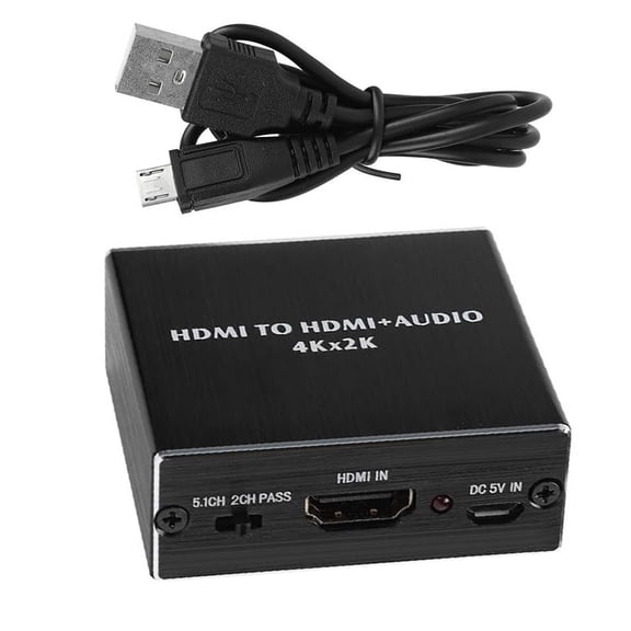 4K x 2K HDMI Audio Extractor Splitter,HDMI to HDMI 3.5mm Audio Stereo Converter Adapter Support Ultra HD Toslink Optical Audio Output and Optical Fiber Cable (Black)