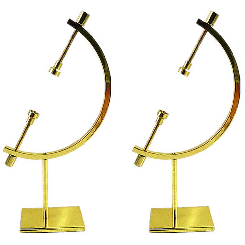 2X Globe Crystal Ball Stand Glass Ball Display Stand Metal Gold