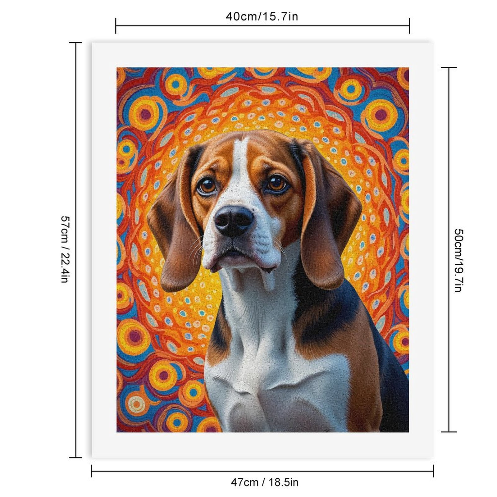 Paint By Numbers Kit for Adults Beginner - Colorful Beagle Art Swirls Hintergrund DIY Canvas Painting Kits for Adults, Frameless Paint By Number for Adults for Home Wall Decor 16x20 Inch