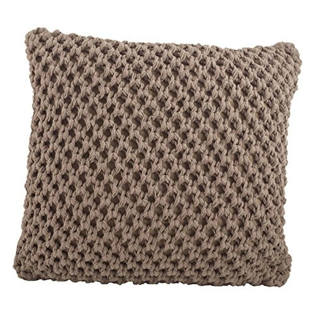 SARO LIFESTYLE 1590 Collection Sheridan Coussin en Coton Tricoté, Moka, 20 Pouces Carré