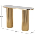 thumbnail image 3 of DecMode 47" x 31" Gold Metal Oval Console Table with White Marble Tabletop and Ribbed Legs, 1-Piece, 3 of 9