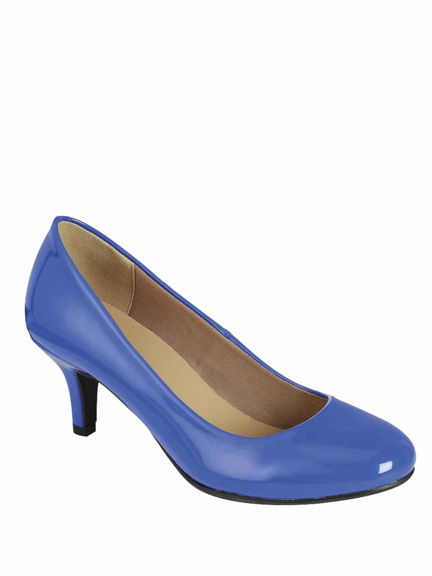 Carloss Women's Patent Glitter Round Toe Low Heel Pump Dress Shoes