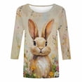 thumbnail image 4 of Pxxlle Womens Easter Shirts Funny Rabbit Bunny Graphic T Shirts Casual 3/4 Sleeve Crewneck Tshirt Happy Easter Party Shirts L, 4 of 5