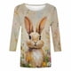 thumbnail image 2 of TaTaai Women Fashion Easter Print Crew Neck 3/4 Sleeve Pullover Top Casual T-Shirt Ladies Spring Daily Leisure Wear Lightweight Soft Non-See-Through No Fading Breathable Top Gift, 2 of 5