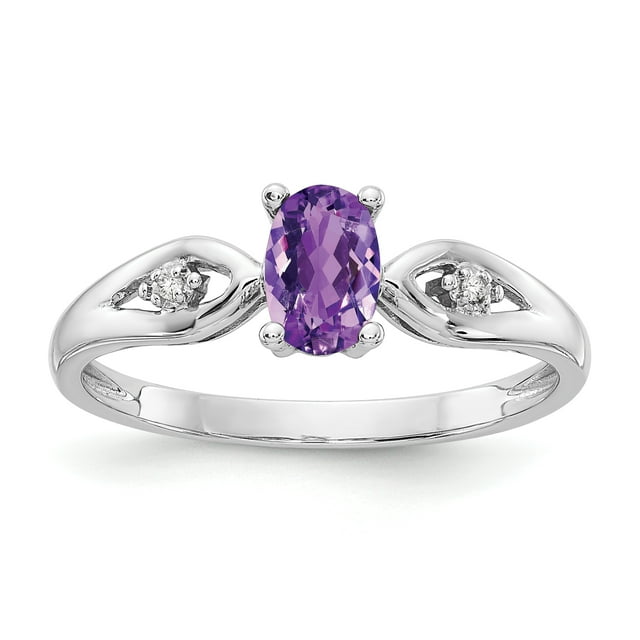 Bague Diamant Améthyste en Or Blanc 14K
