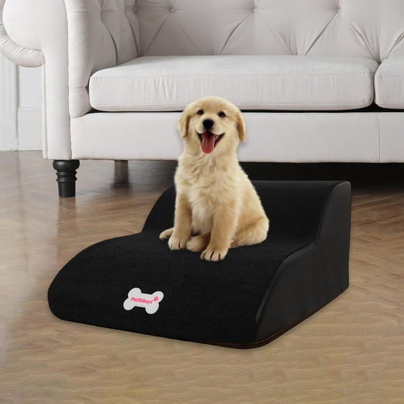 Escaleras para perros Escalera de 2 escalones para mascotas, escalera para mascotas lavable extraíble, rampa para gatos para sofá cama , Negro