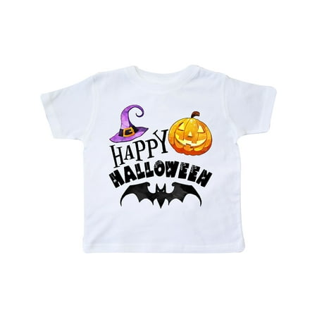 

Inktastic Happy Halloween Bat Witch Hat Jack O Lantern Gift Toddler Boy or Toddler Girl T-Shirt