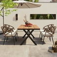 thumbnail image 2 of 5 Piece Outdoor Dining Furniture Sets, Modern Patio Set with PE Rattan Chairs and Plastic Wood Table, Suitable for Garden, Backyard, Balcony (Brown), 2 of 9