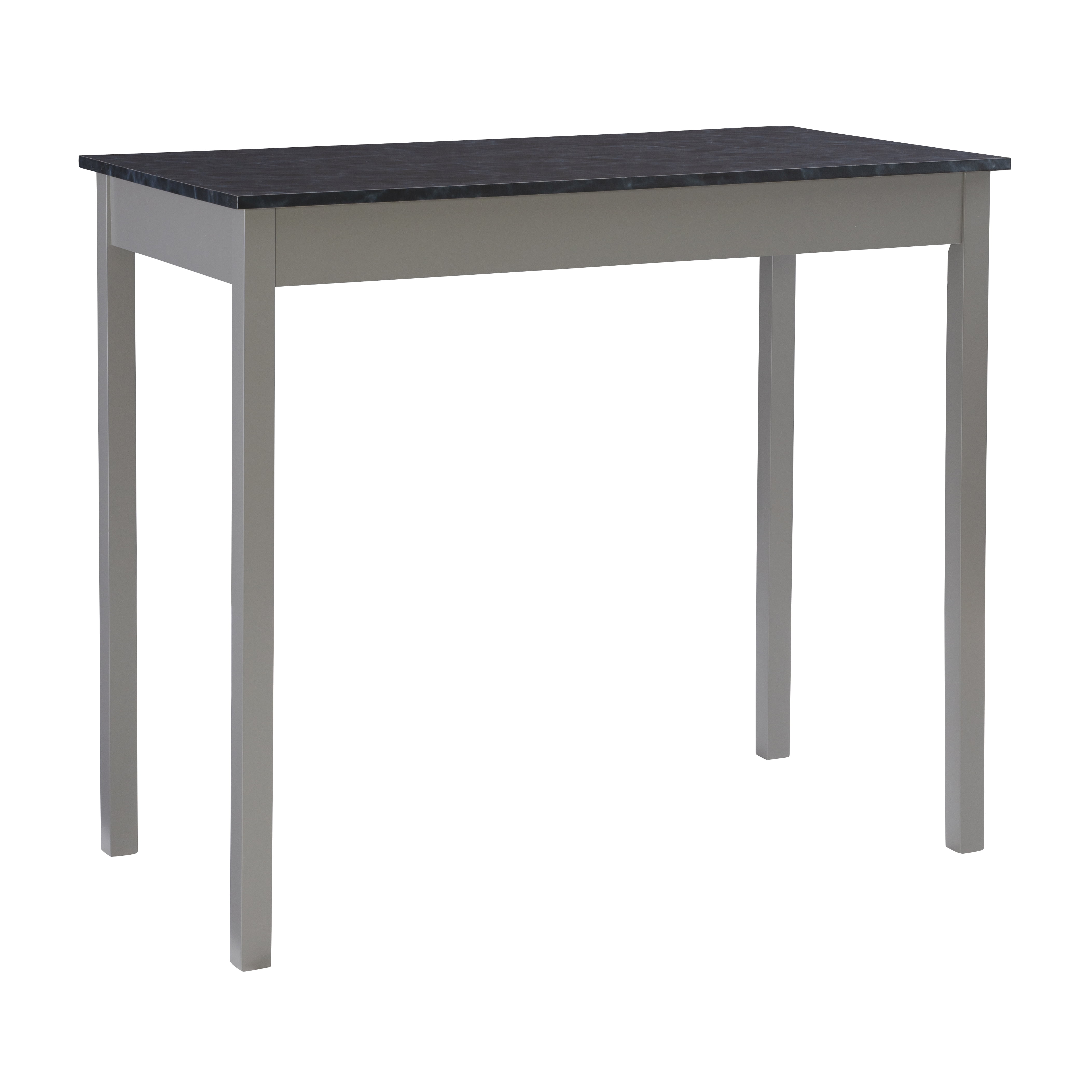 Linon Salene 3-Piece Tavern Set, Gray with Black Marble Top
