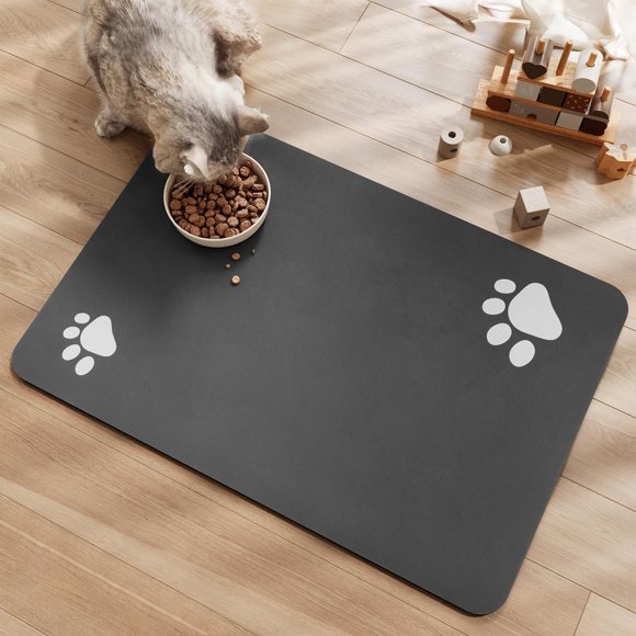 Dog Cat Food Mat Pet Bowl Mat Absorbent No Stains Quick Dry-Innovative Pet Supplies Dog Cat Accessories-Water Dispenser Mat for Messy Drinkers-D
