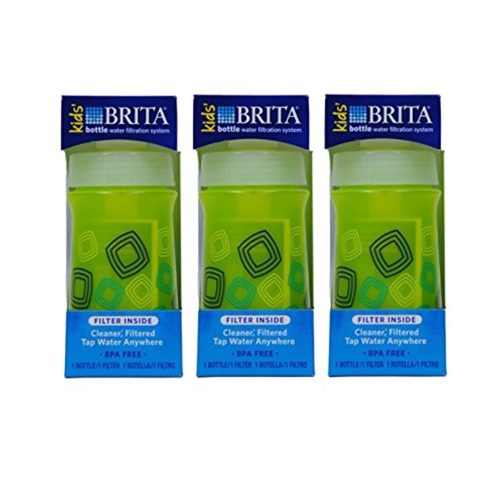 Brita Kids' Bottle Water Filtration System, Green (Pack of 3) Walmart
