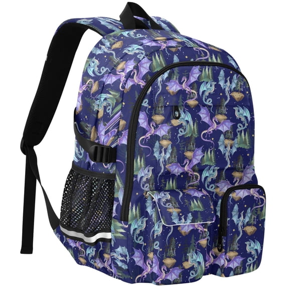 ALAZA Fantasy Dragons Print Student Backpack School Bookbag Large Laptop Daypack Travel Bag