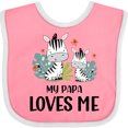thumbnail image 3 of Inktastic Zebra My Papa Loves Me Boys or Girls Baby Bib, 3 of 4