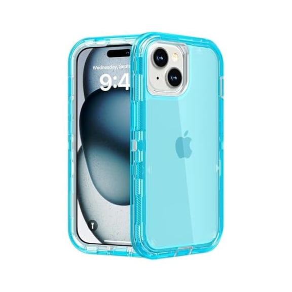 FU1999for iPhone 15 Plus Case, Heavy Duty Shockproof Protection Phone Cases, Dual Layer Transparent Protective Cover Compatible with iPhone 15 Plus Phone Case, 6.7 inch, Crystal Blue