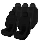 Black Car Seat Covers Full Set, Includes Front Seat Covers and Rear Bench Seat Cover for Cars Trucks SUV, Automotive Interior Car Accessories
