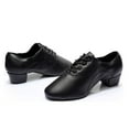thumbnail image 4 of KELINFONG Mens Ballroom Dance Shoes Black Leather Sole Tango Salsa Latin Character Shoes, 4 of 7