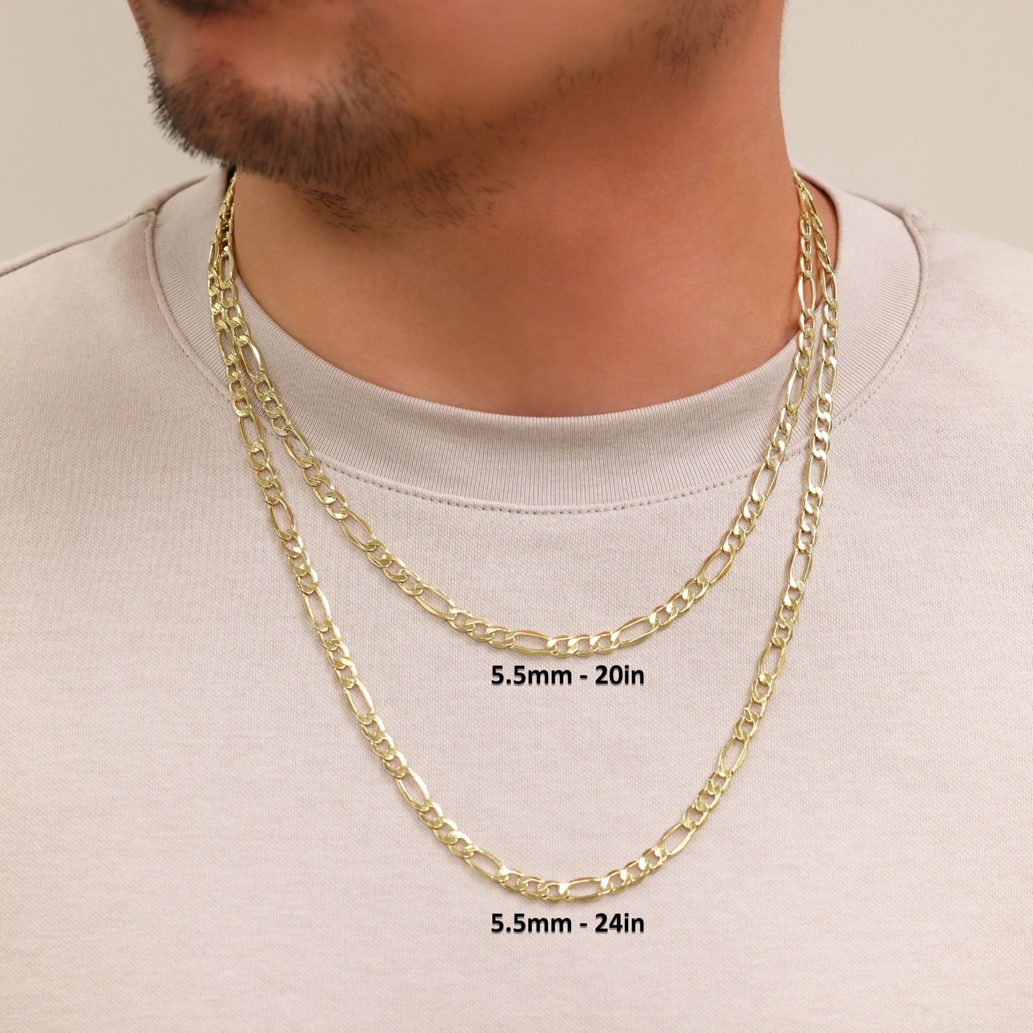 Nuragold 10k Real Yellow Gold Figaro Link 5.5mm Chain Necklace (16"-30") Italian Jewelry for Men & Women