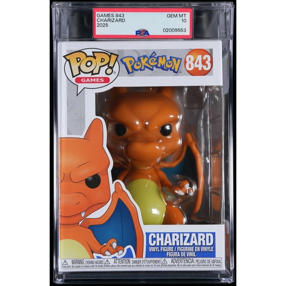 Pokemon, PSA Graded 10 GEM MINT, Charizard Collectible Vinyl Figure #843, Fully Encapsulated Bundle with Compatible Funko Pop! PSA Hard Protector Case