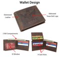 thumbnail image 4 of MARSHAL RFID Blocking Distressed Leather Men's Western Cowboy Bifold Leather Wallet Texas Longhorn Design Brown, 4 of 9