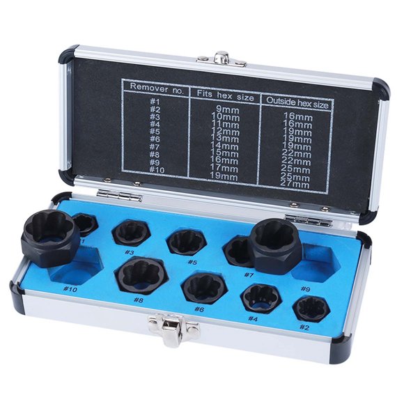 Agiferg Nut Bolt Extractor Set Bolt Nut Removal Extractor Socket Tool Set,perfect Tool Kit For Removing Stripped, Rouned Off And Rusted Bolts & Nut