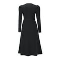 thumbnail image 6 of Seyurigaoka Women's Knit Midi Dress Long Puff Sleeve Solid Color Tie Back Dress, 6 of 8