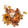 thumbnail image 5 of Artificial Fall Candle Wreath for Table Centerpieces,Small Pumpkin Candle Rings for Pillars,Artificial Maple Leaves Sunflower Candle Rings,Autumn Candle Holders for Farmhouse Wall Door Tabletop, 5 of 9